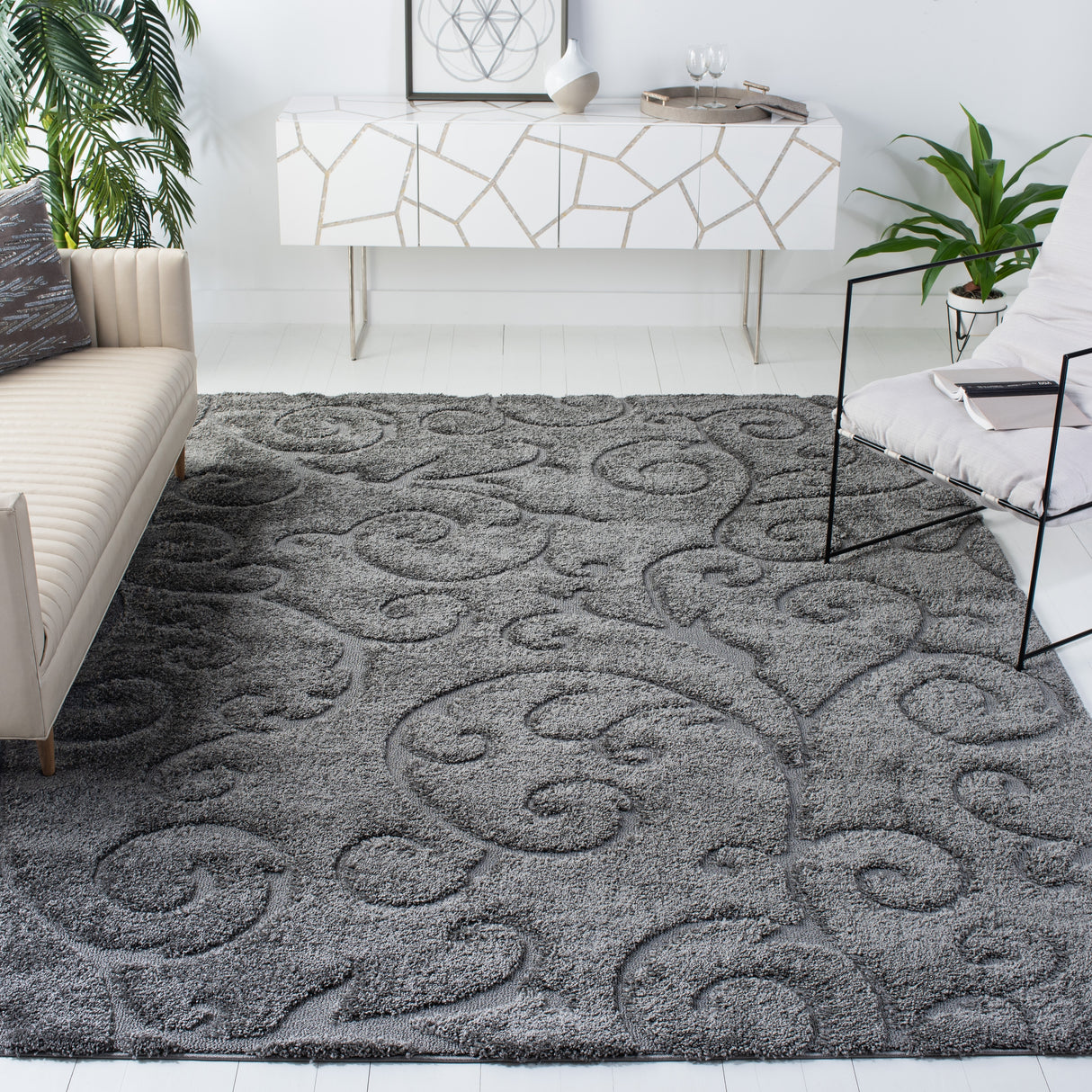 SAFAVIEH Florida Ryung Shag Scroll 1.2-inch Thick Textured Rug