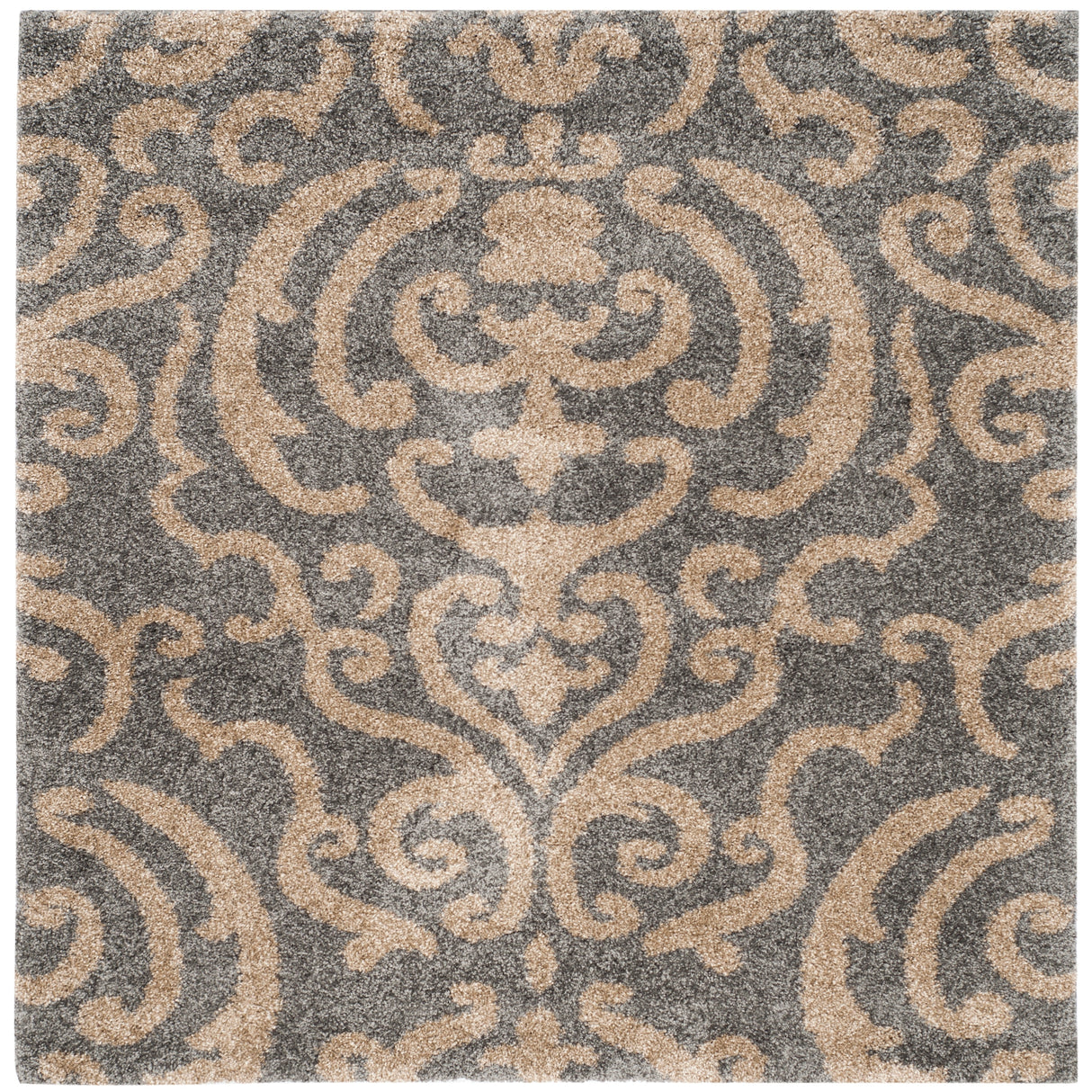 SAFAVIEH Florida Shag Frachia Ornate Damask 1.2-inch Thick Rug
