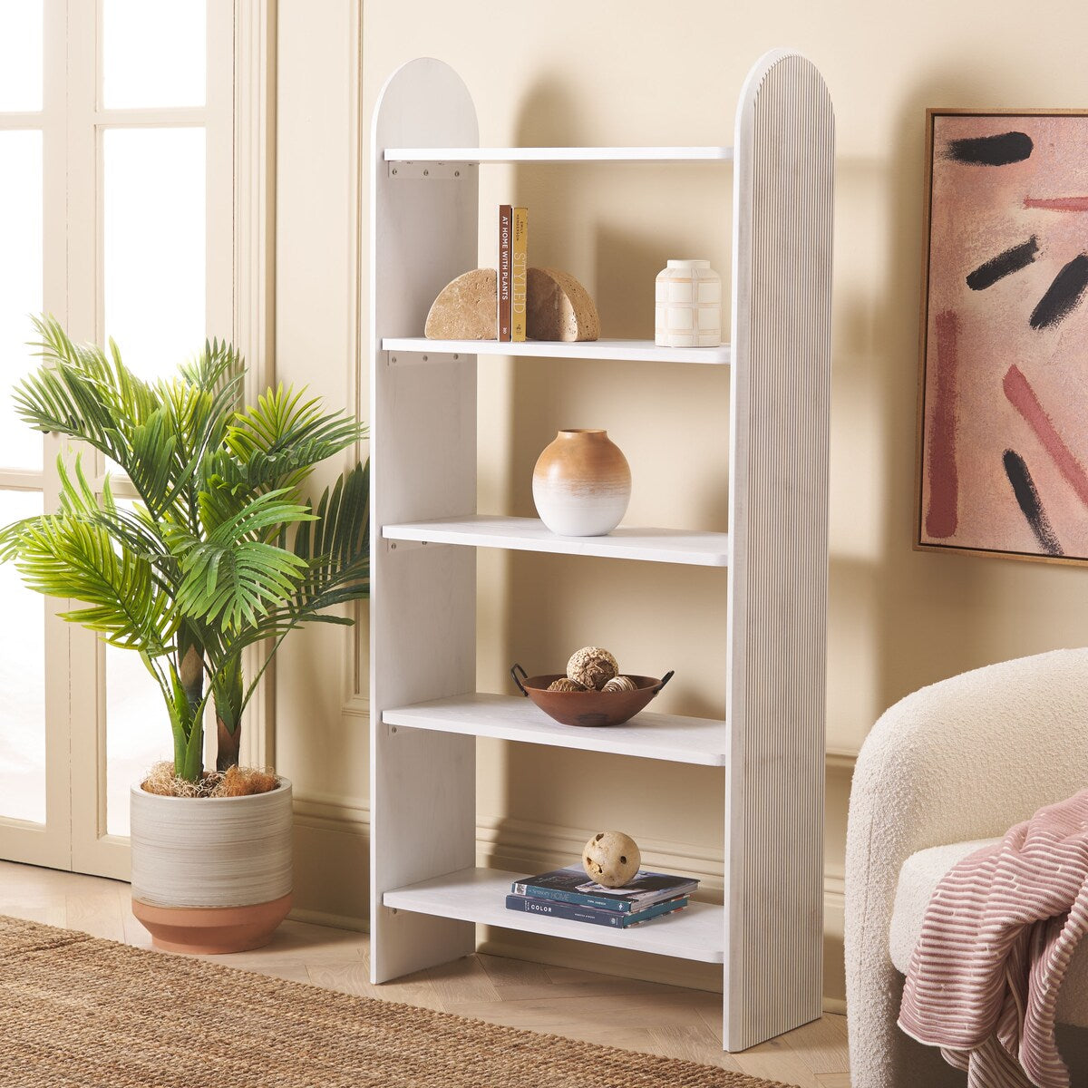 SAFAVIEH Girtha Ribbed Etagere Bookshelf - 31.5 In. W x 11.8 In. D x 66.5 In. H - 31Wx12Dx67H