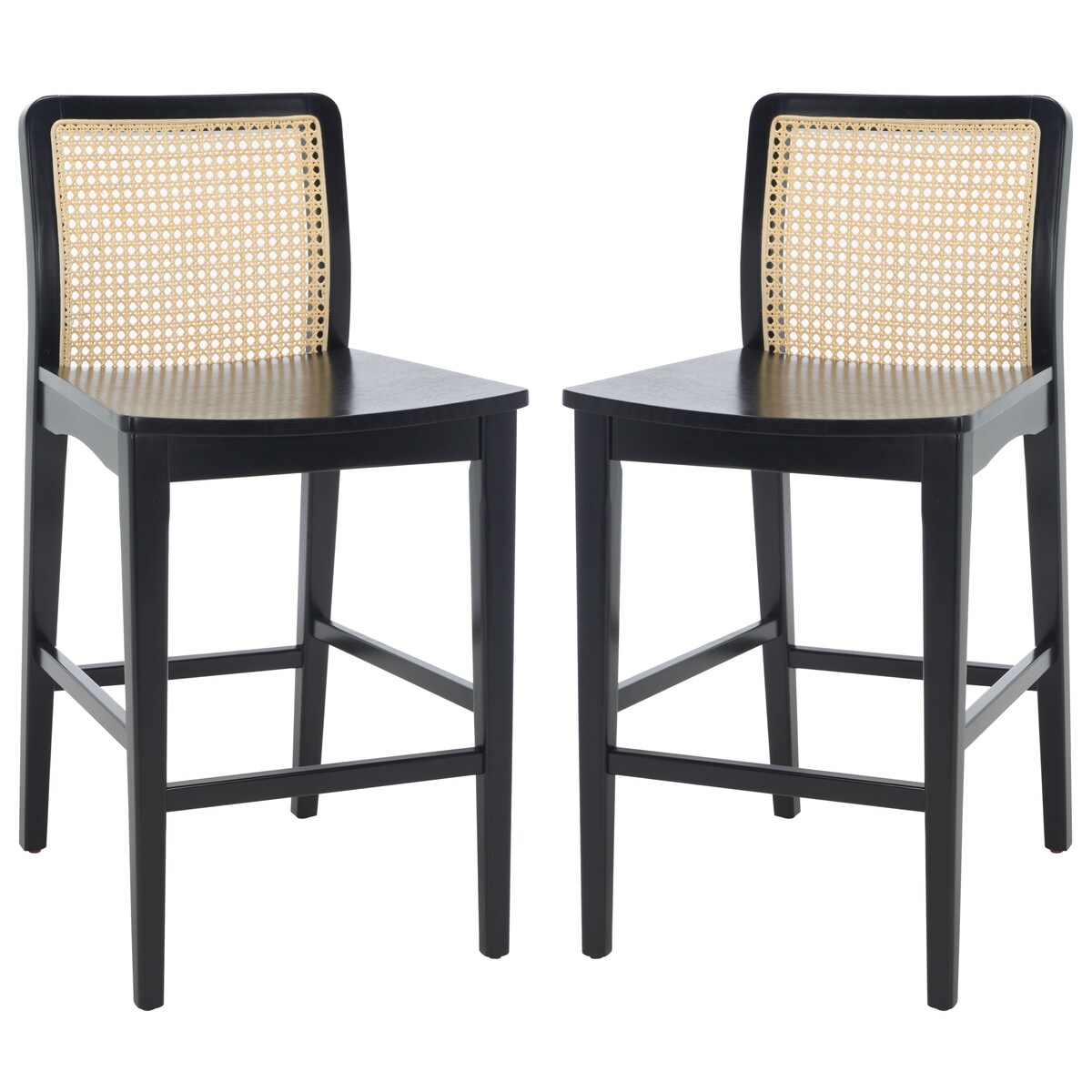 SAFAVIEH Home Benicio 25-inch Rattan Counter Stool [SET of 2] - 19Wx22Dx38H