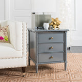 SAFAVIEH Jasmyne Modern Coastal 3-Drawer Navy Bamboo Nightstand