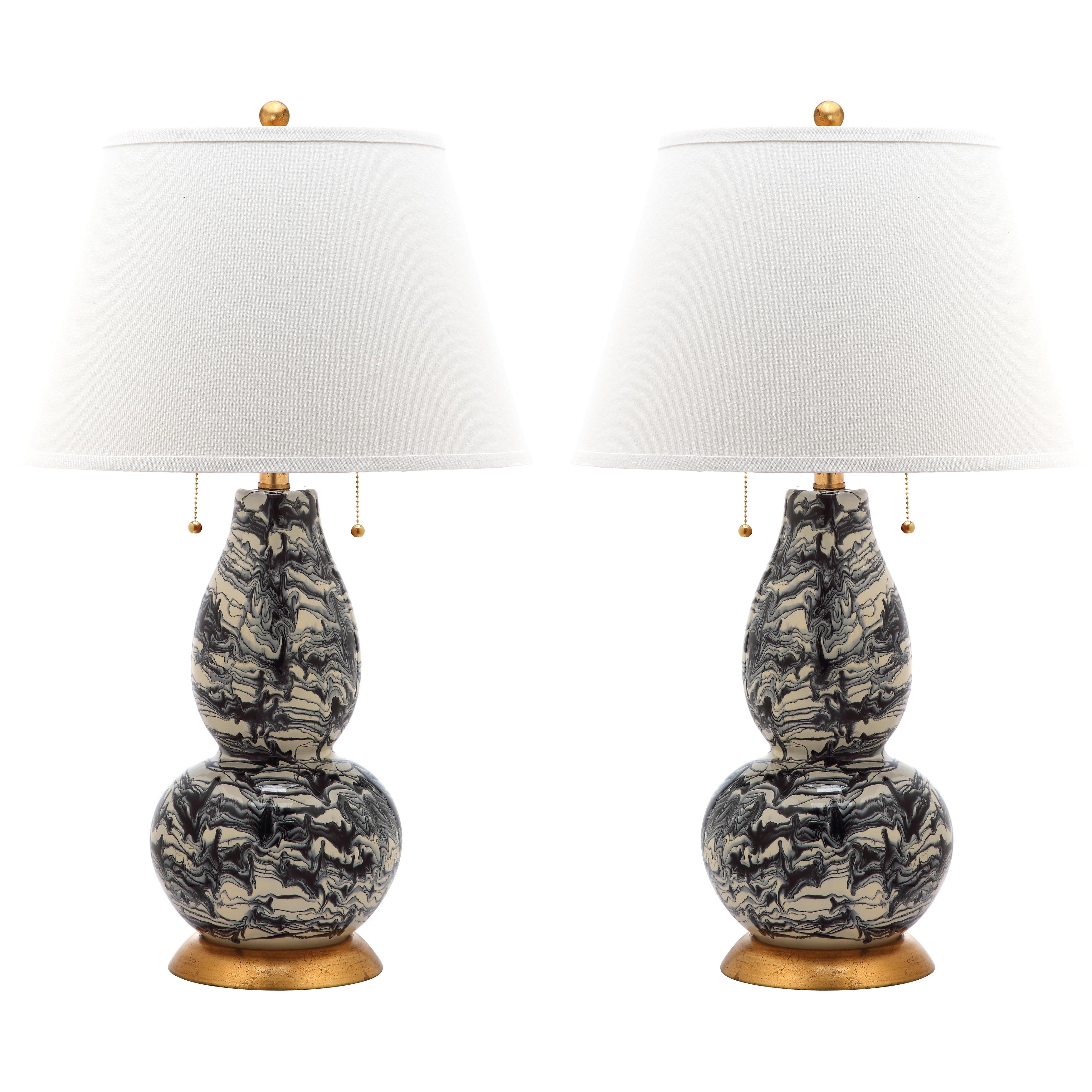 Safavieh Swirls Blue White Table Lamp 2 Piece Set