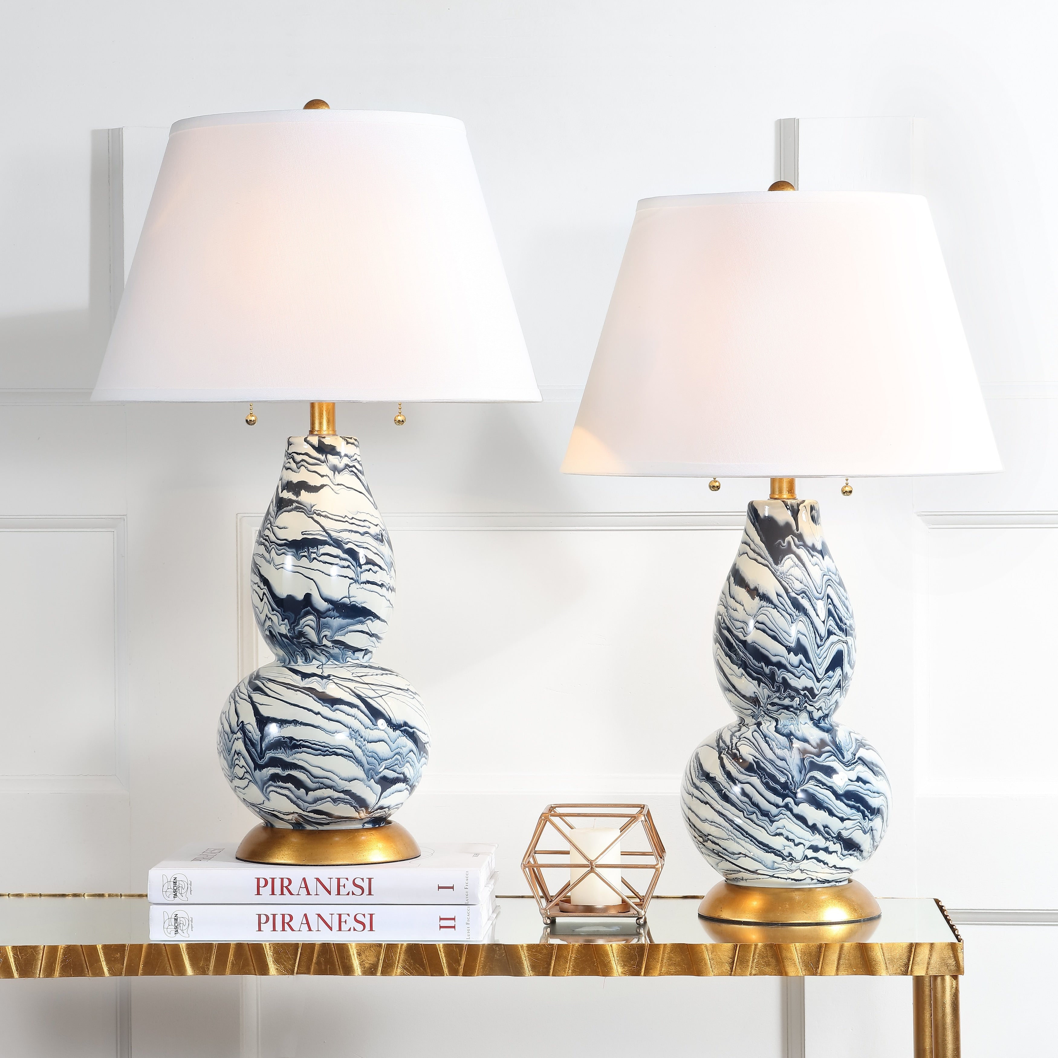 Safavieh Swirls Blue White Table Lamp 2 Piece Set
