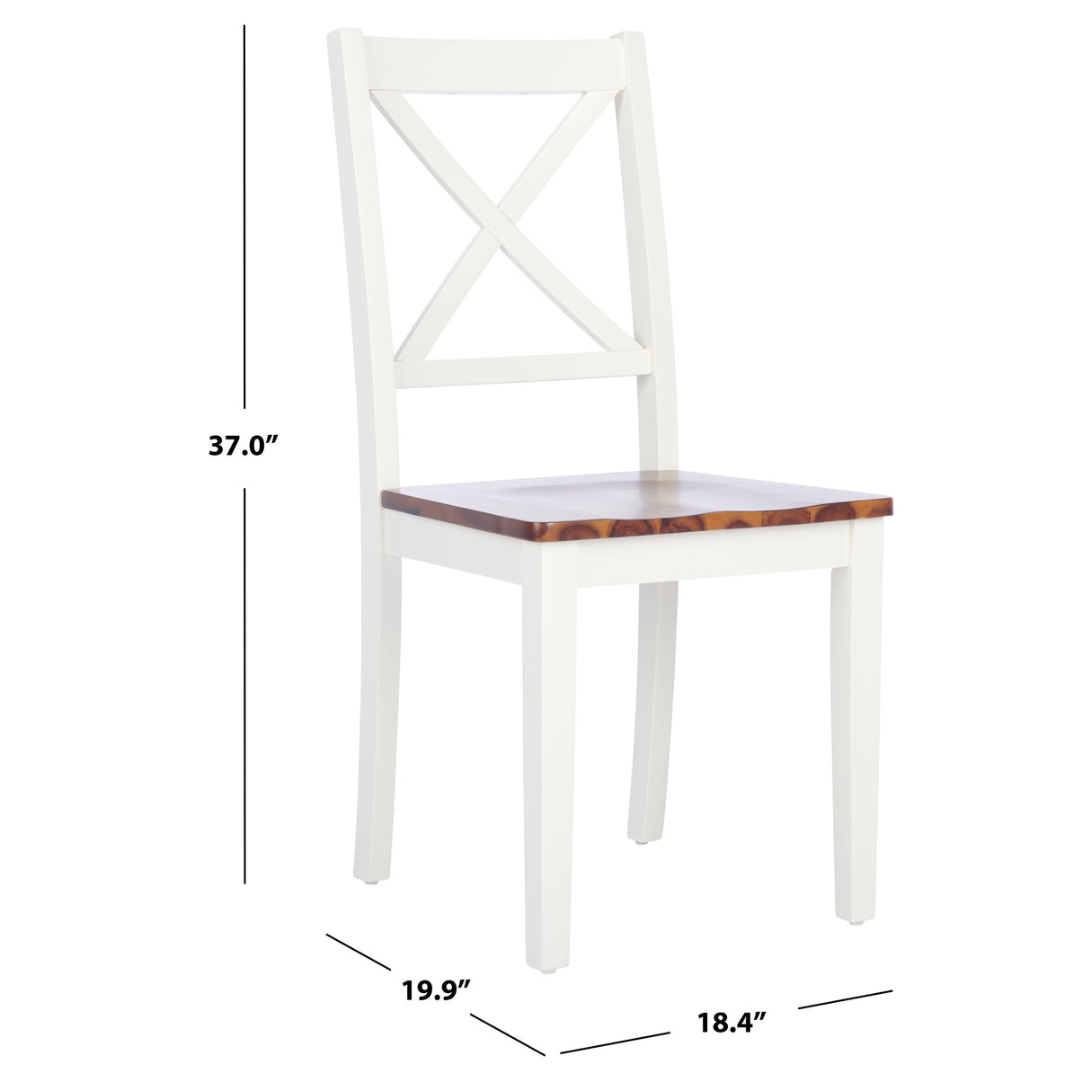 SAFAVIEH Lulla Farmhouse x-Back Dining Chair (Set of 2) - 18.4" W x 19.9" L x 37" H - 18Wx20Dx37H