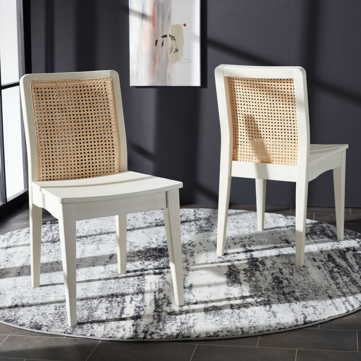 SAFAVIEH Lurline Coastal Rattan Dining Chair (Set of 2) - 18.9" W x 22.3" L x 33.9" H - 19Wx22Dx34H