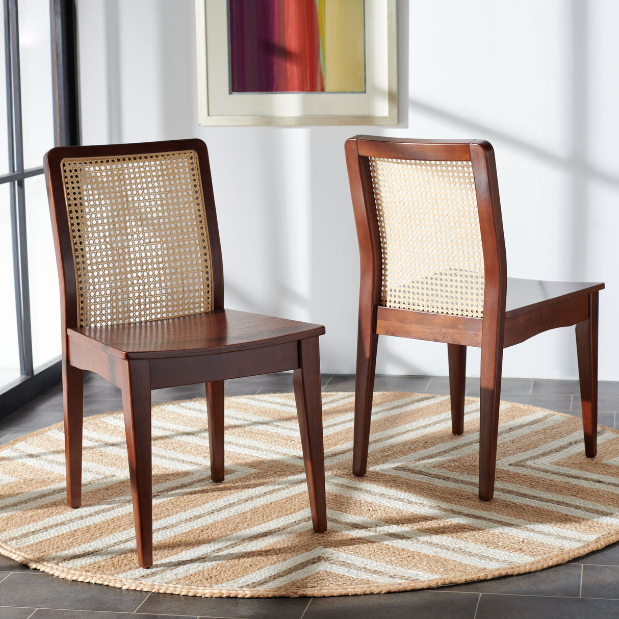 SAFAVIEH Lurline Coastal Rattan Dining Chair (Set of 2) - 18.9" W x 22.3" L x 33.9" H - 19Wx22Dx34H