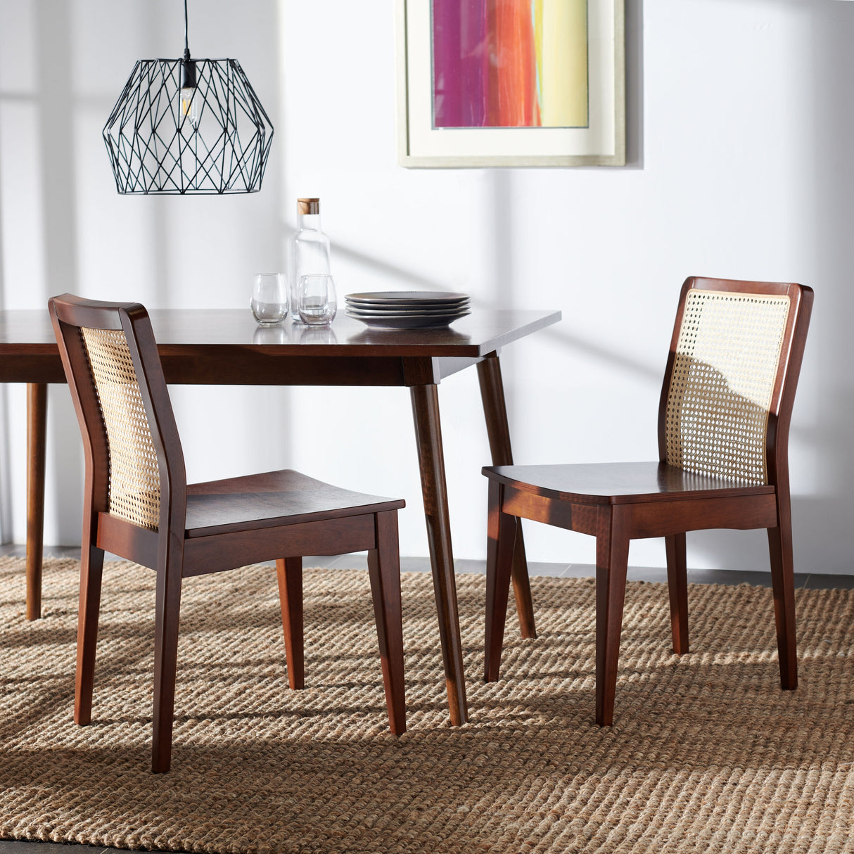 SAFAVIEH Lurline Coastal Rattan Dining Chair (Set of 2) - 18.9" W x 22.3" L x 33.9" H - 19Wx22Dx34H