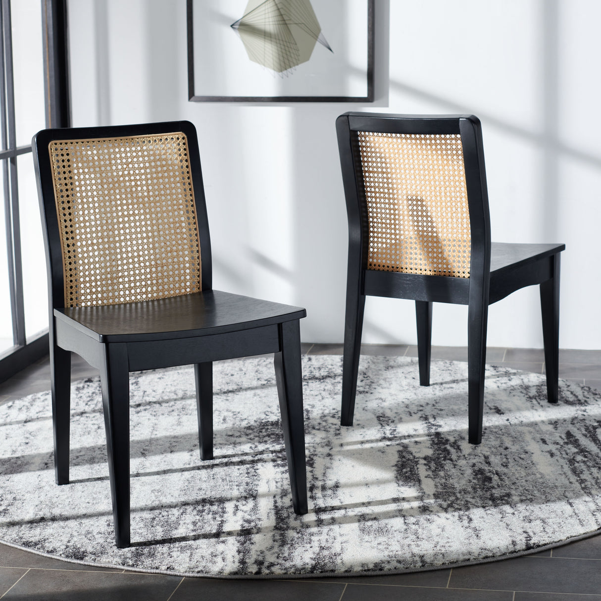 SAFAVIEH Lurline Coastal Rattan Dining Chair (Set of 2) - 18.9" W x 22.3" L x 33.9" H - 19Wx22Dx34H