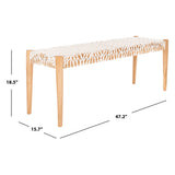 SAFAVIEH Mahalia Bandelier Wood & Leather Bench - 47" W x 16" D x 19" H - 47Wx16Dx19H
