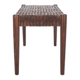 SAFAVIEH Mahalia Bandelier Wood & Leather Bench - 47" W x 16" D x 19" H - 47Wx16Dx19H