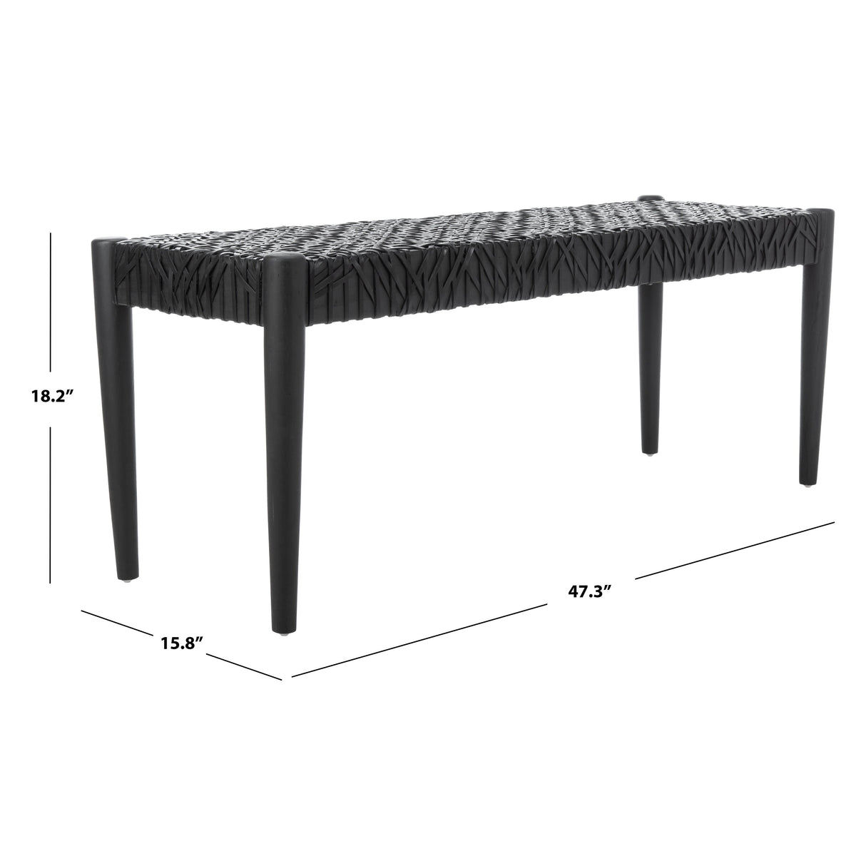 SAFAVIEH Mahalia Bandelier Wood & Leather Bench - 47" W x 16" D x 19" H - 47Wx16Dx19H