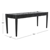 SAFAVIEH Mahalia Bandelier Wood & Leather Bench - 47" W x 16" D x 19" H - 47Wx16Dx19H
