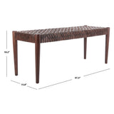 SAFAVIEH Mahalia Bandelier Wood & Leather Bench - 47" W x 16" D x 19" H - 47Wx16Dx19H