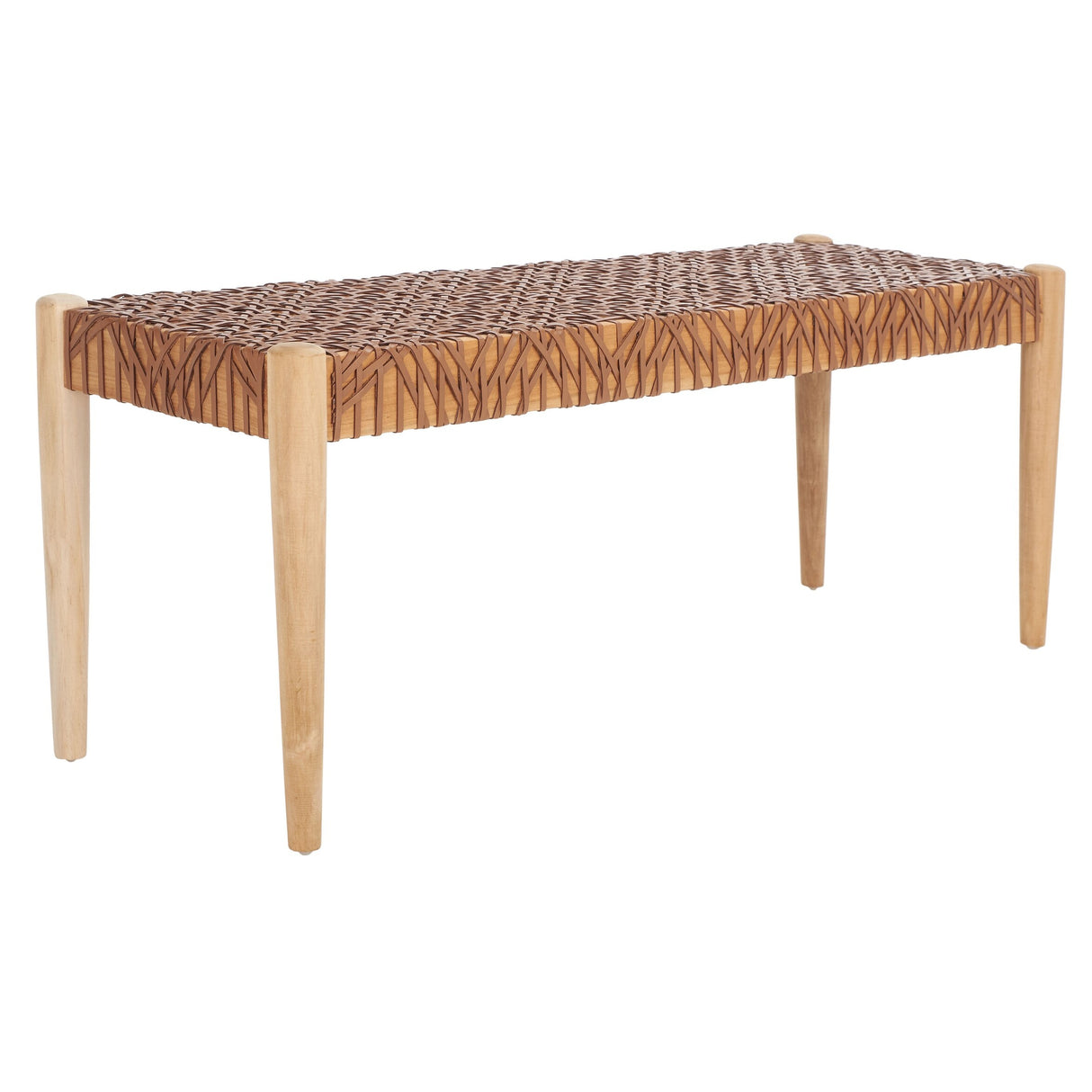 SAFAVIEH Mahalia Bandelier Wood & Leather Bench - 47" W x 16" D x 19" H - 47Wx16Dx19H
