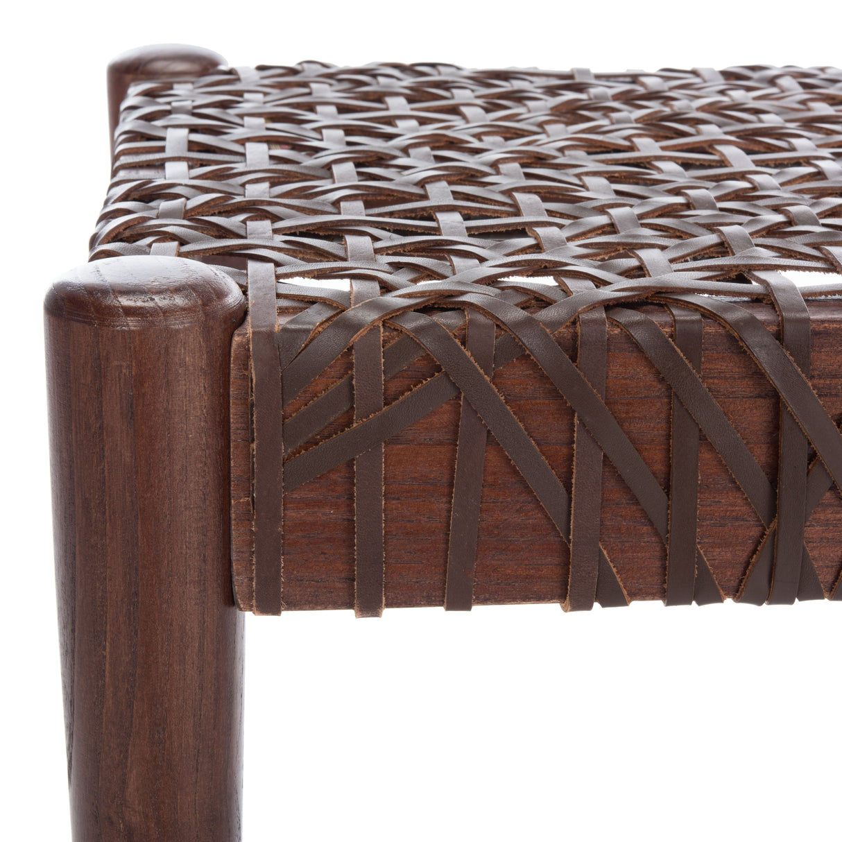 SAFAVIEH Mahalia Bandelier Wood & Leather Bench - 47" W x 16" D x 19" H - 47Wx16Dx19H