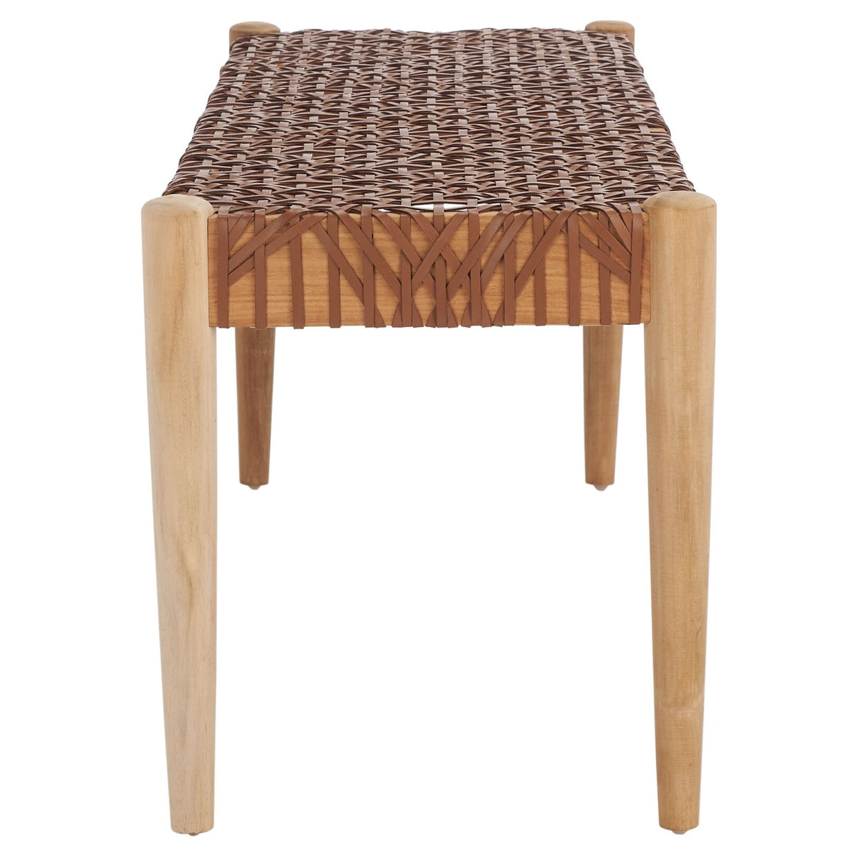SAFAVIEH Mahalia Bandelier Wood & Leather Bench - 47" W x 16" D x 19" H - 47Wx16Dx19H