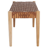 SAFAVIEH Mahalia Bandelier Wood & Leather Bench - 47" W x 16" D x 19" H - 47Wx16Dx19H