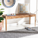 SAFAVIEH Mahalia Bandelier Wood & Leather Bench - 47" W x 16" D x 19" H - 47Wx16Dx19H