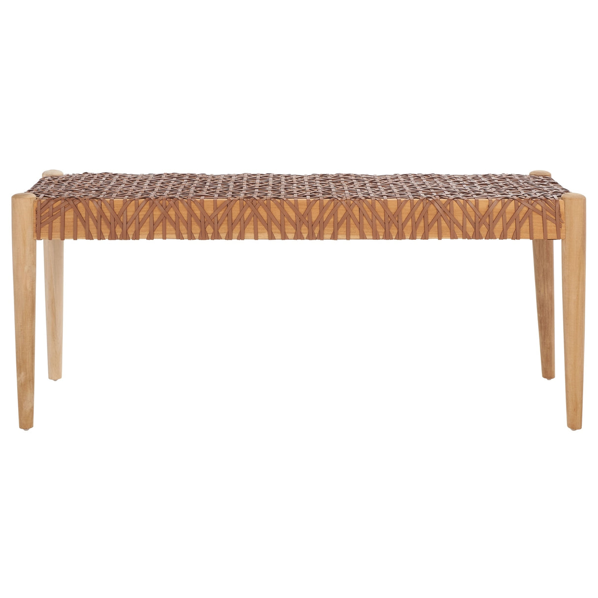 SAFAVIEH Mahalia Bandelier Wood & Leather Bench - 47" W x 16" D x 19" H - 47Wx16Dx19H