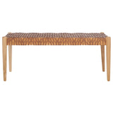 SAFAVIEH Mahalia Bandelier Wood & Leather Bench - 47" W x 16" D x 19" H - 47Wx16Dx19H