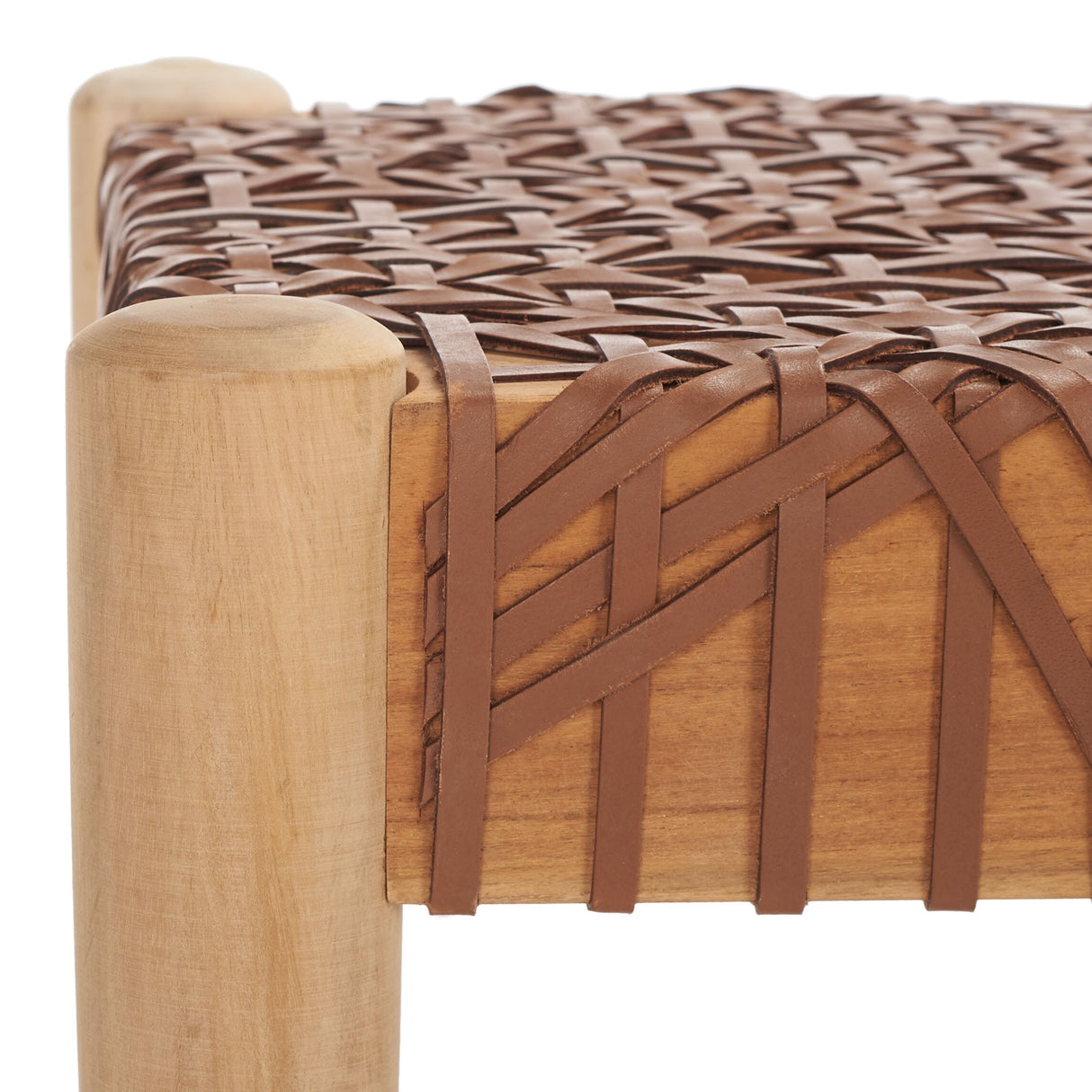 SAFAVIEH Mahalia Bandelier Wood & Leather Bench - 47" W x 16" D x 19" H - 47Wx16Dx19H