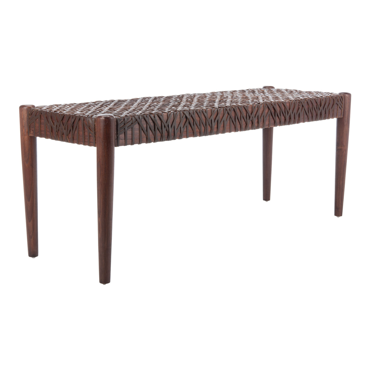 SAFAVIEH Mahalia Bandelier Wood & Leather Bench - 47" W x 16" D x 19" H - 47Wx16Dx19H