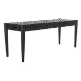 SAFAVIEH Mahalia Bandelier Wood & Leather Bench - 47" W x 16" D x 19" H - 47Wx16Dx19H