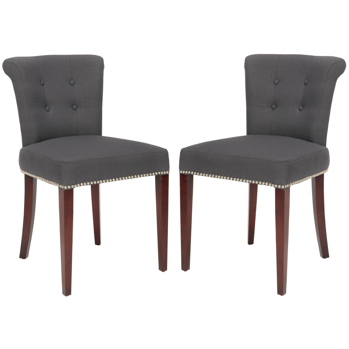 SAFAVIEH Malia Charcoal Grey Dining Chair (Set of 2) - 19.5" x 24.2" x 33.4" - 20Wx24Dx33H