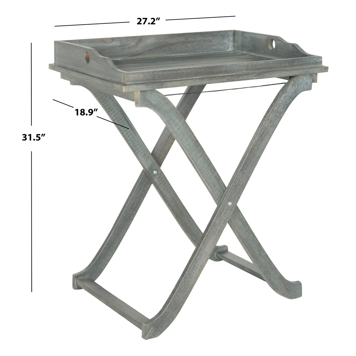 SAFAVIEH Outdoor Anastasiia Acacia Wood Folding Tray Table - 19Wx27Dx32H