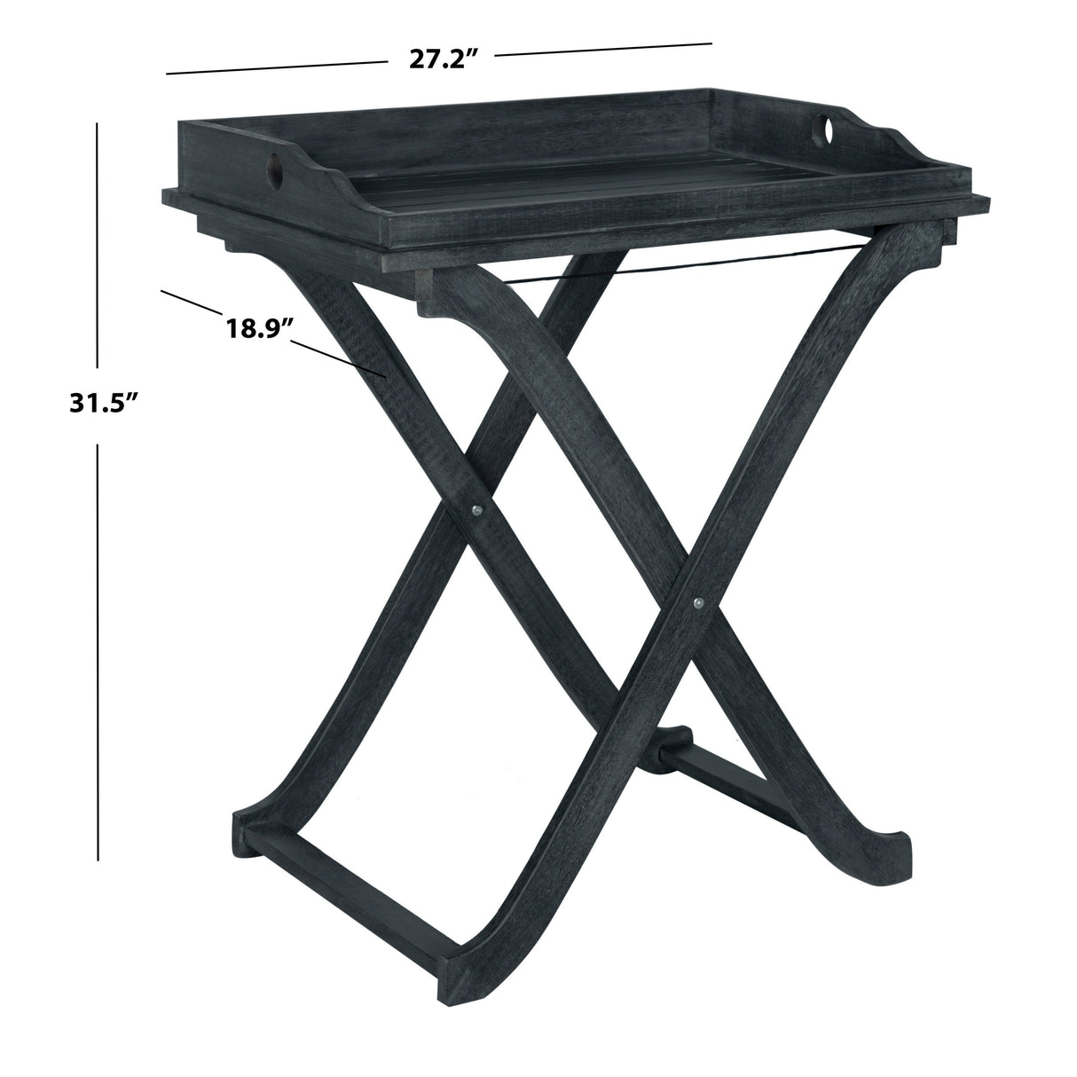 SAFAVIEH Outdoor Anastasiia Acacia Wood Folding Tray Table - 19Wx27Dx32H