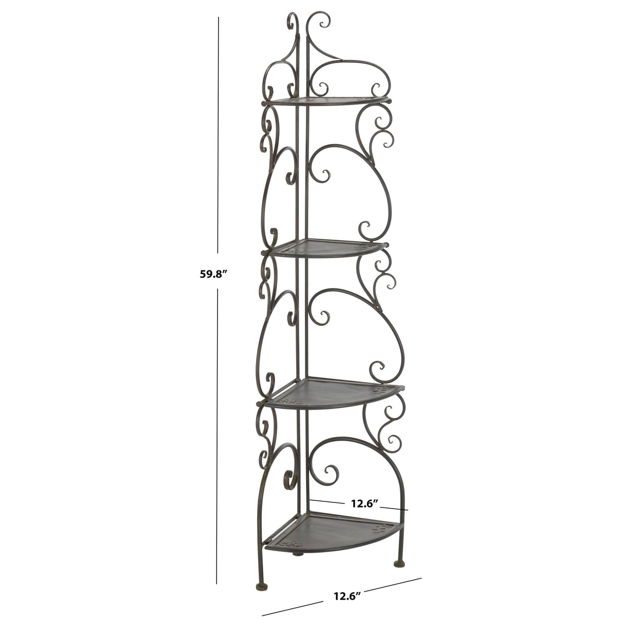 SAFAVIEH Outdoor Cielo 60" 4-Tier Corner Shelf - 13" W x 13" D x 60" H - 13Wx13Dx60H
