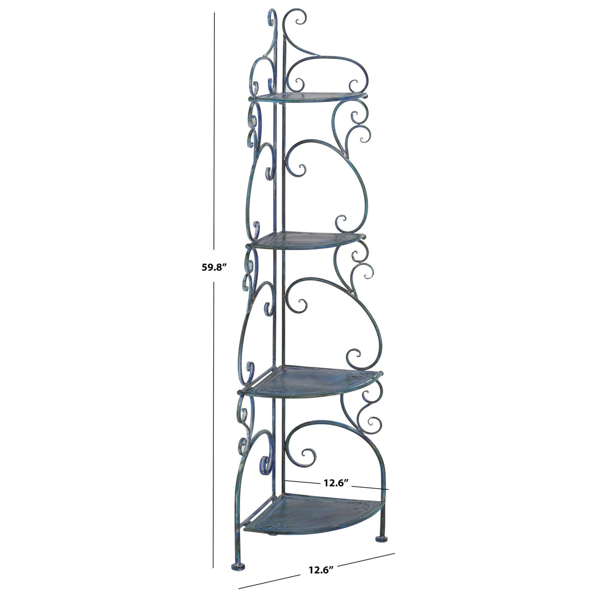 SAFAVIEH Outdoor Cielo 60" 4-Tier Corner Shelf - 13" W x 13" D x 60" H - 13Wx13Dx60H