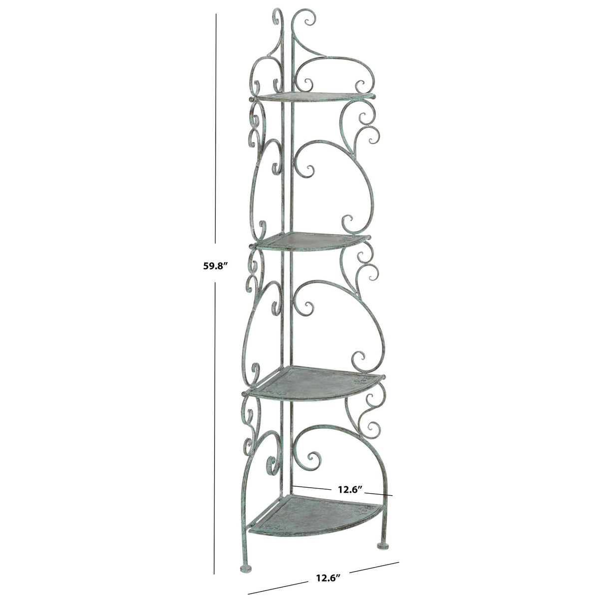 SAFAVIEH Outdoor Cielo 60" 4-Tier Corner Shelf - 13" W x 13" D x 60" H - 13Wx13Dx60H