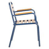 SAFAVIEH Outdoor Keara Chair - Brown / Navy (Set of 2) - 21.7"x23.2"x33" - 22Wx23Dx33H
