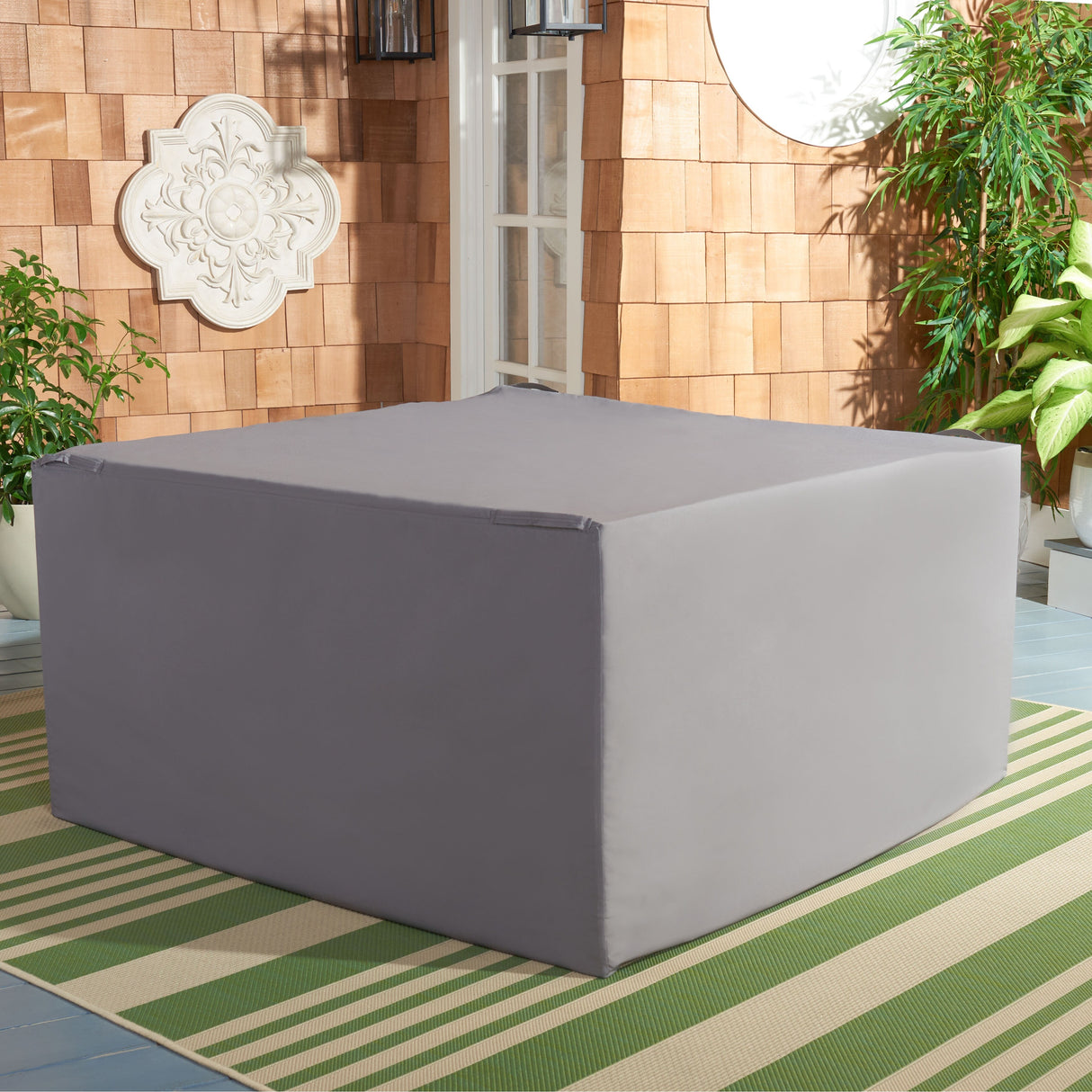 SAFAVIEH Outdoor Laila 4-Piece Set Grey Cover - 53.5" W x 57.5" L x 32.7" H - 54Wx58Dx33H