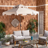 SAFAVIEH Outdoor Livia 9Ft Double Top Market Umbrella, Base Not Included