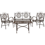 SAFAVIEH Outdoor Nyasia Victorian Scroll Iron 4-Piece Patio Set - 45W x 39D x 22H