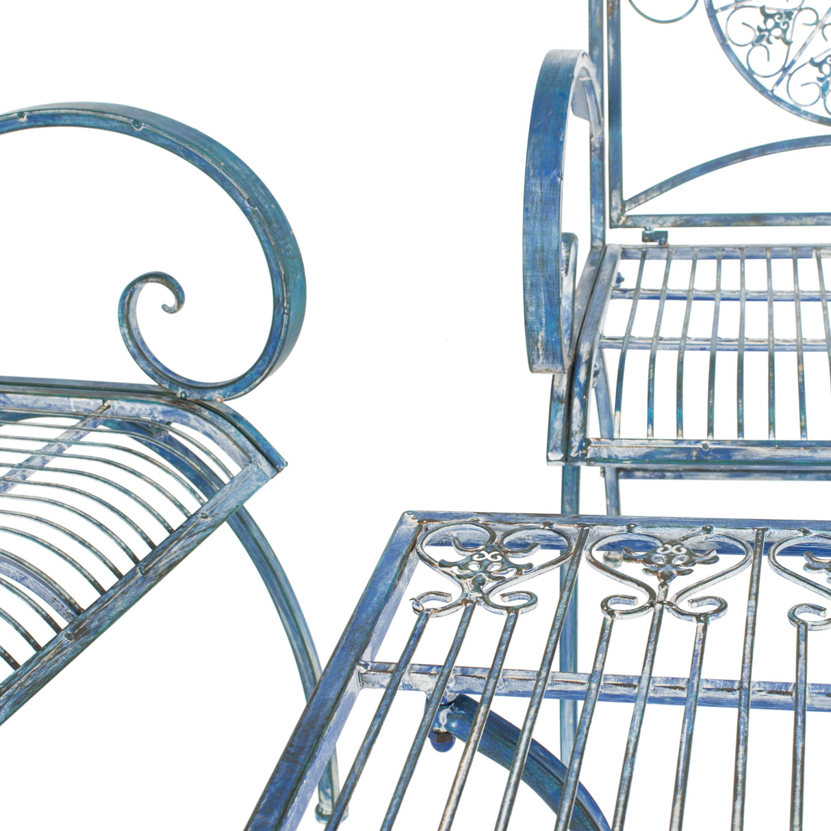 SAFAVIEH Outdoor Nyasia Victorian Scroll Iron 4-Piece Patio Set - 45W x 39D x 22H