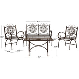 SAFAVIEH Outdoor Nyasia Victorian Scroll Iron 4-Piece Patio Set - 45W x 39D x 22H