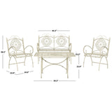 SAFAVIEH Outdoor Nyasia Victorian Scroll Iron 4-Piece Patio Set - 45W x 39D x 22H