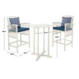 SAFAVIEH Outdoor Sheyla 3-Piece Bar Height Bistro Set - 28Wx28Dx40H