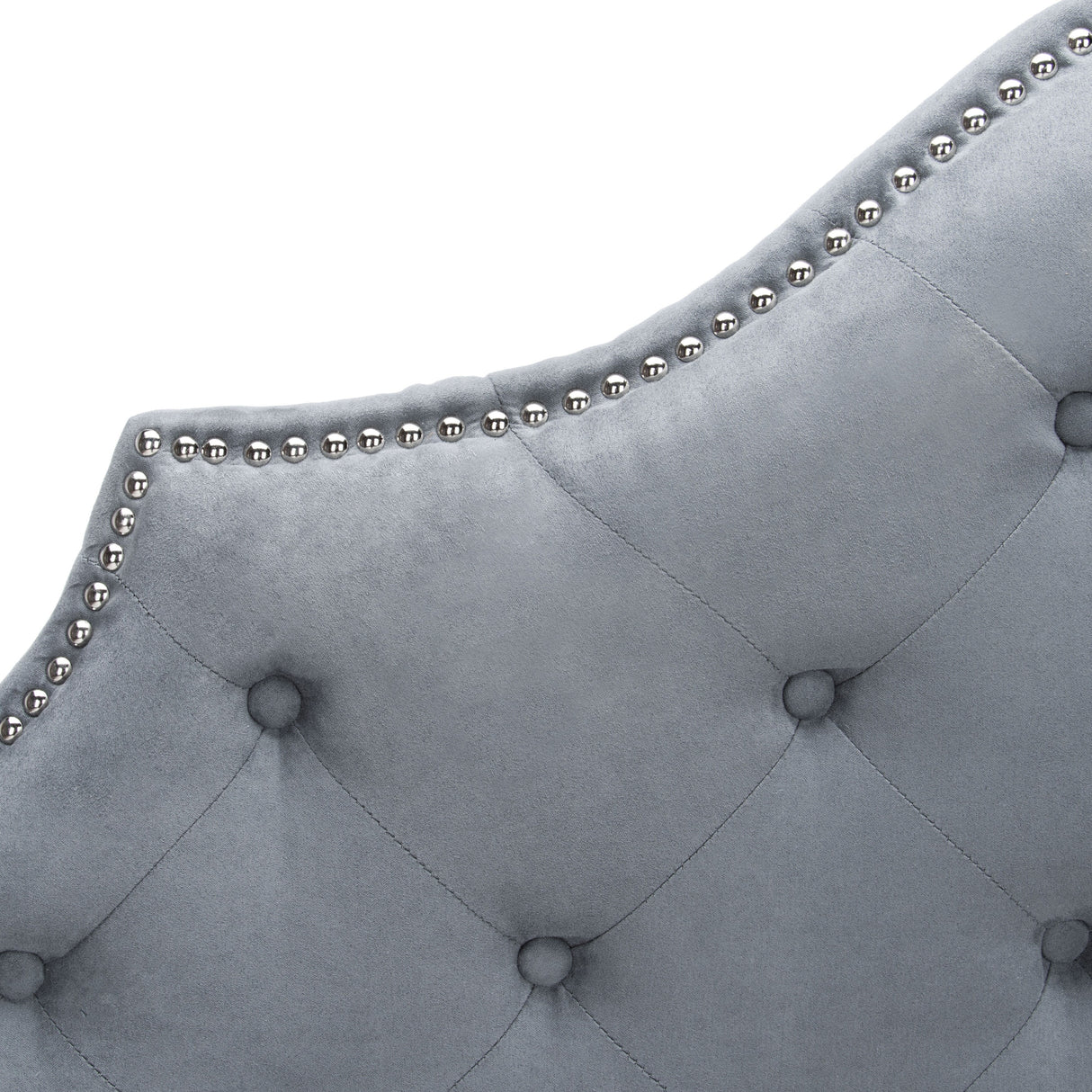 SAFAVIEH Rayna Grey Upholstered Tufted Headboard - Silver Nailhead (Full)