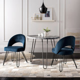 SAFAVIEH Ronna Velvet Retro Navy Side Chair (Set of 2) - 21Wx24Dx32H