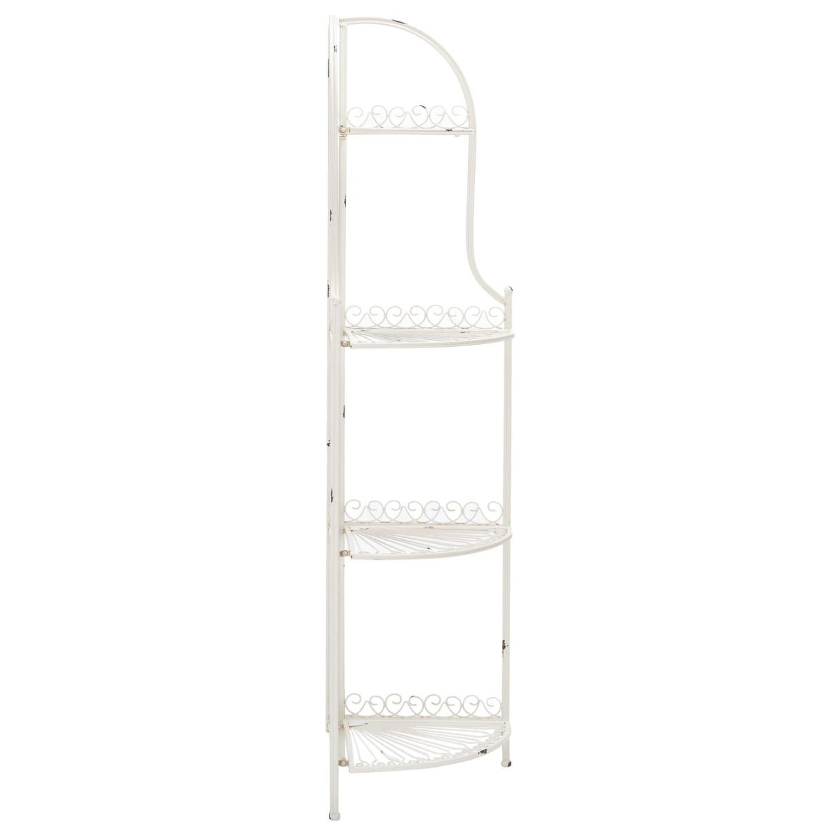 SAFAVIEH Shyla Victorian Wrought Iron 4-Tier Outdoor Corner Shelf - 14 In. W x 14 In. D x 60 In. H - 14Wx14Dx60H
