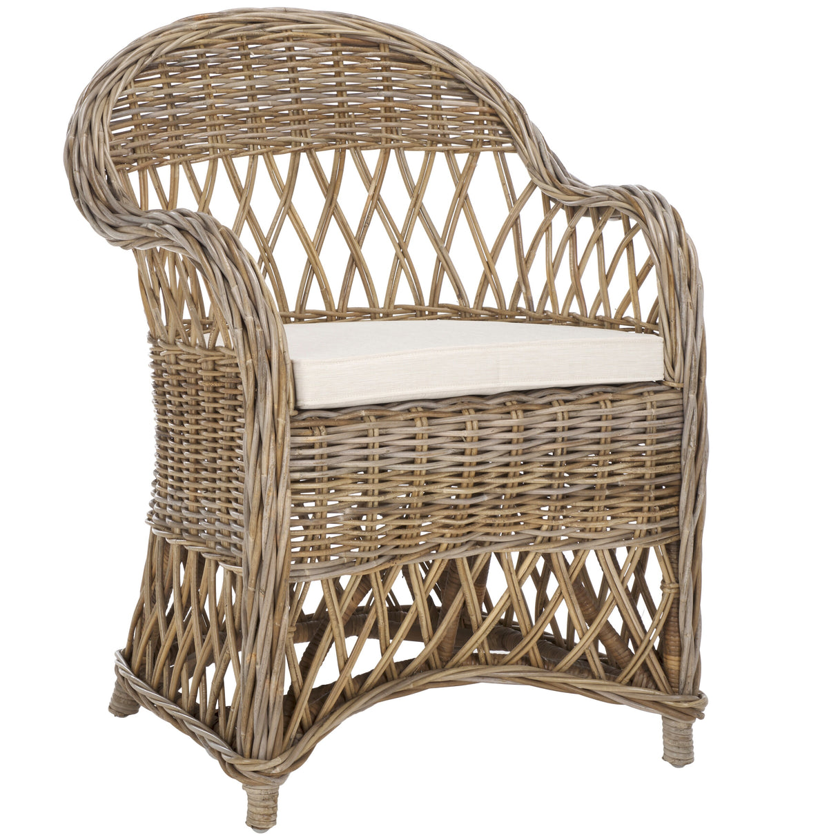 SAFAVIEH Spyrini Natural Rattan Club Chair - 25.5" x 26.5" x 35.5" - 26Wx27Dx36H