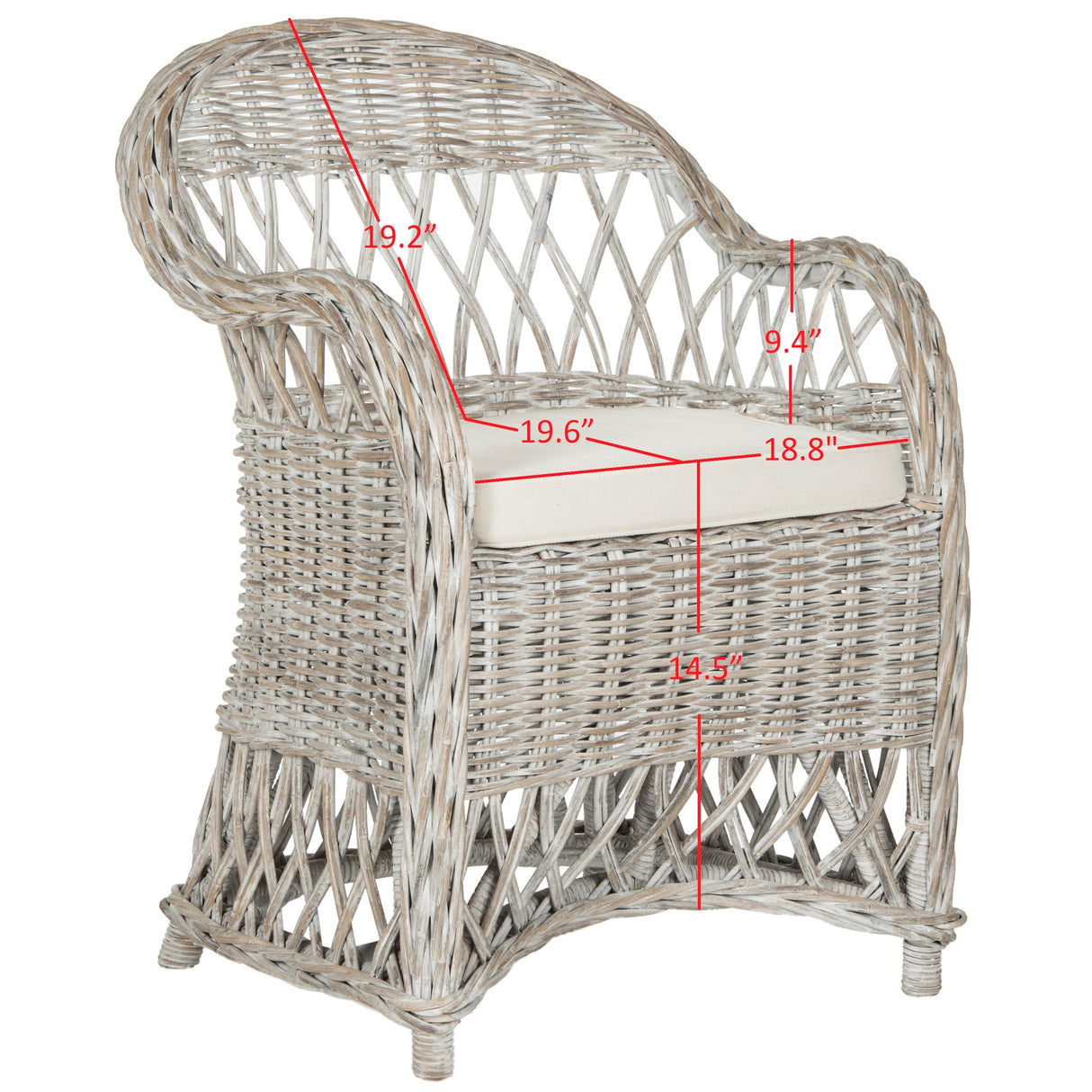 SAFAVIEH Spyrini Natural Rattan Club Chair - 25.5" x 26.5" x 35.5" - 26Wx27Dx36H