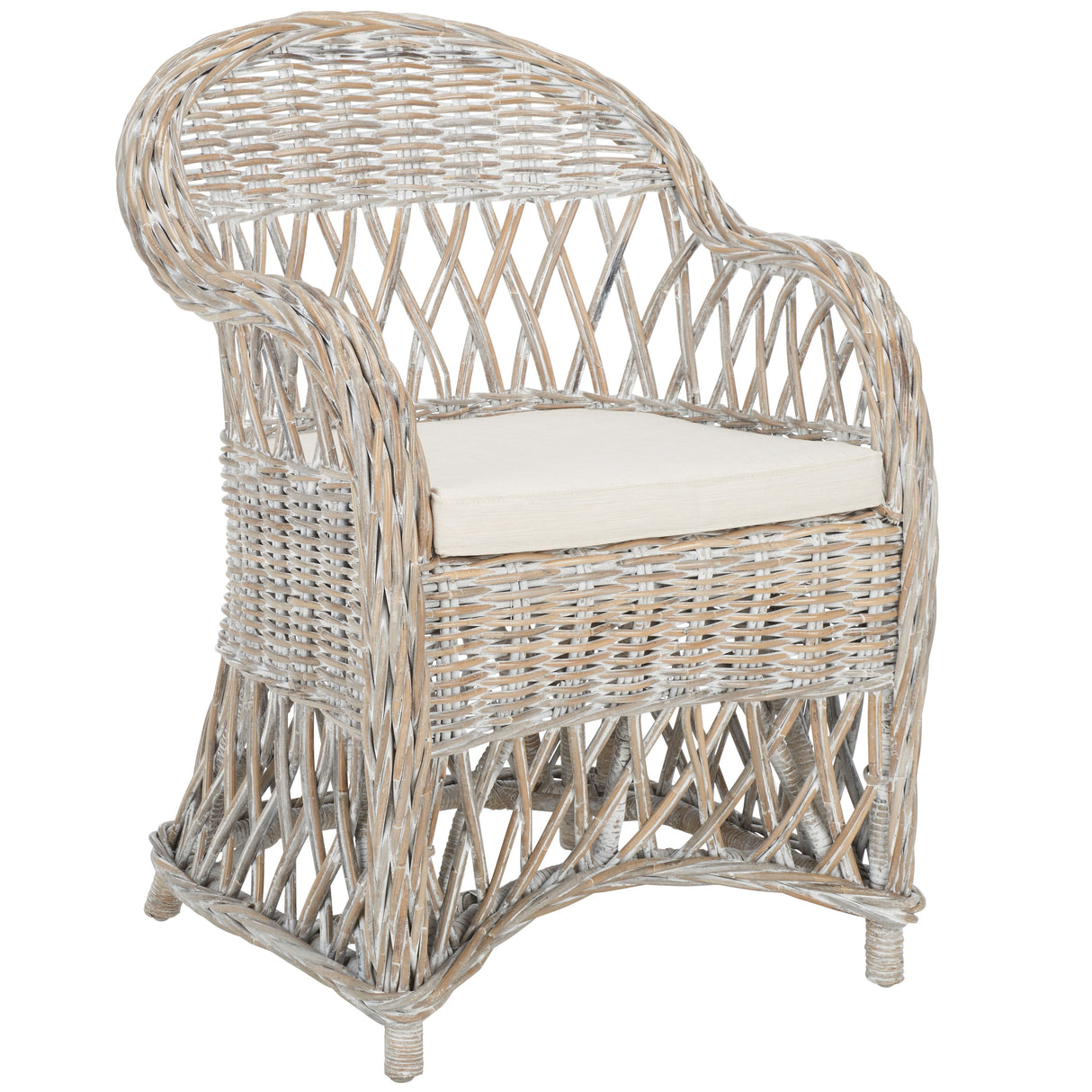 SAFAVIEH Spyrini Natural Rattan Club Chair - 25.5" x 26.5" x 35.5" - 26Wx27Dx36H