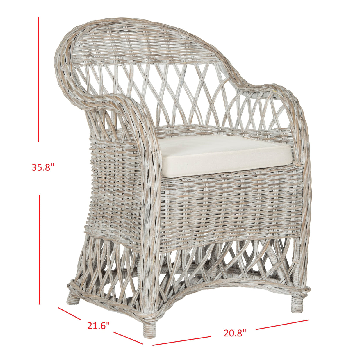 SAFAVIEH Spyrini Natural Rattan Club Chair - 25.5" x 26.5" x 35.5" - 26Wx27Dx36H
