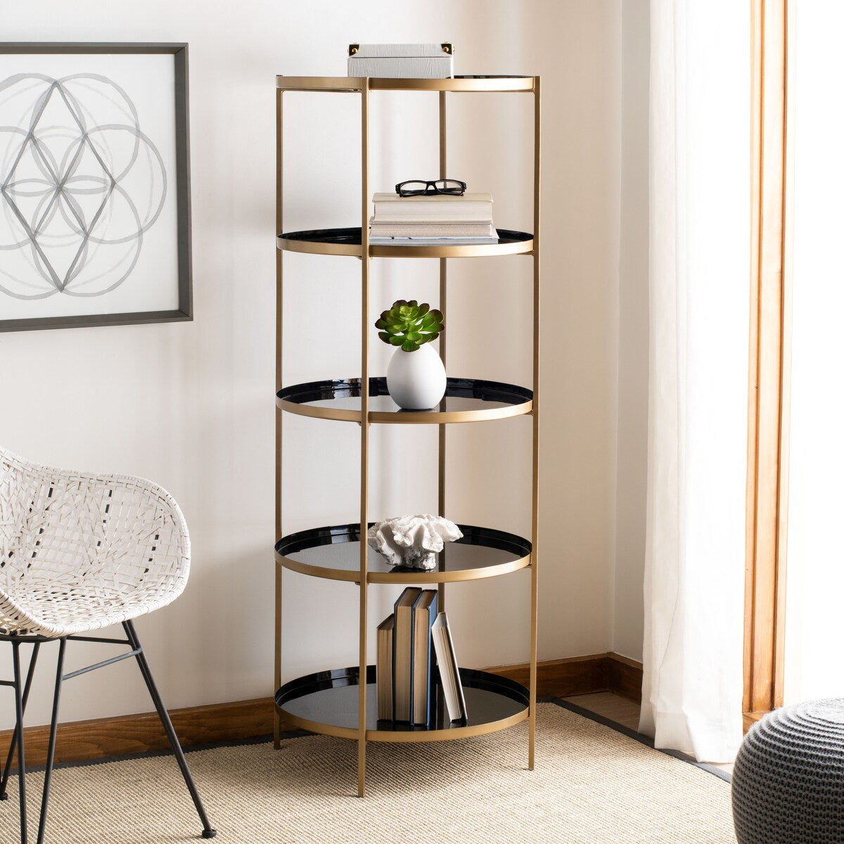 SAFAVIEH Syble Round 5-Tier Etagere - 20" x 20" x 53" - 20Wx20Dx53H