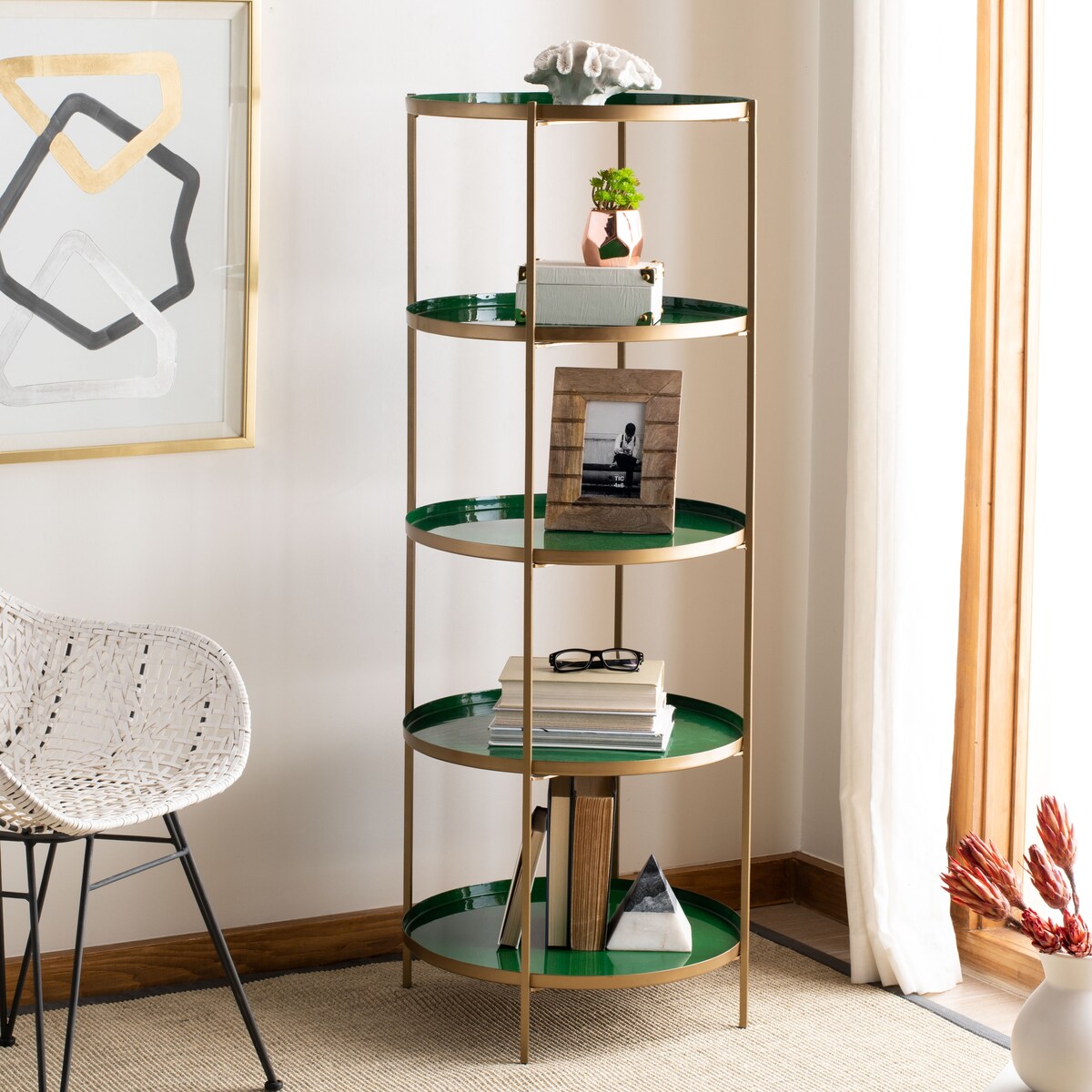 SAFAVIEH Syble Round 5-Tier Etagere - 20" x 20" x 53" - 20Wx20Dx53H